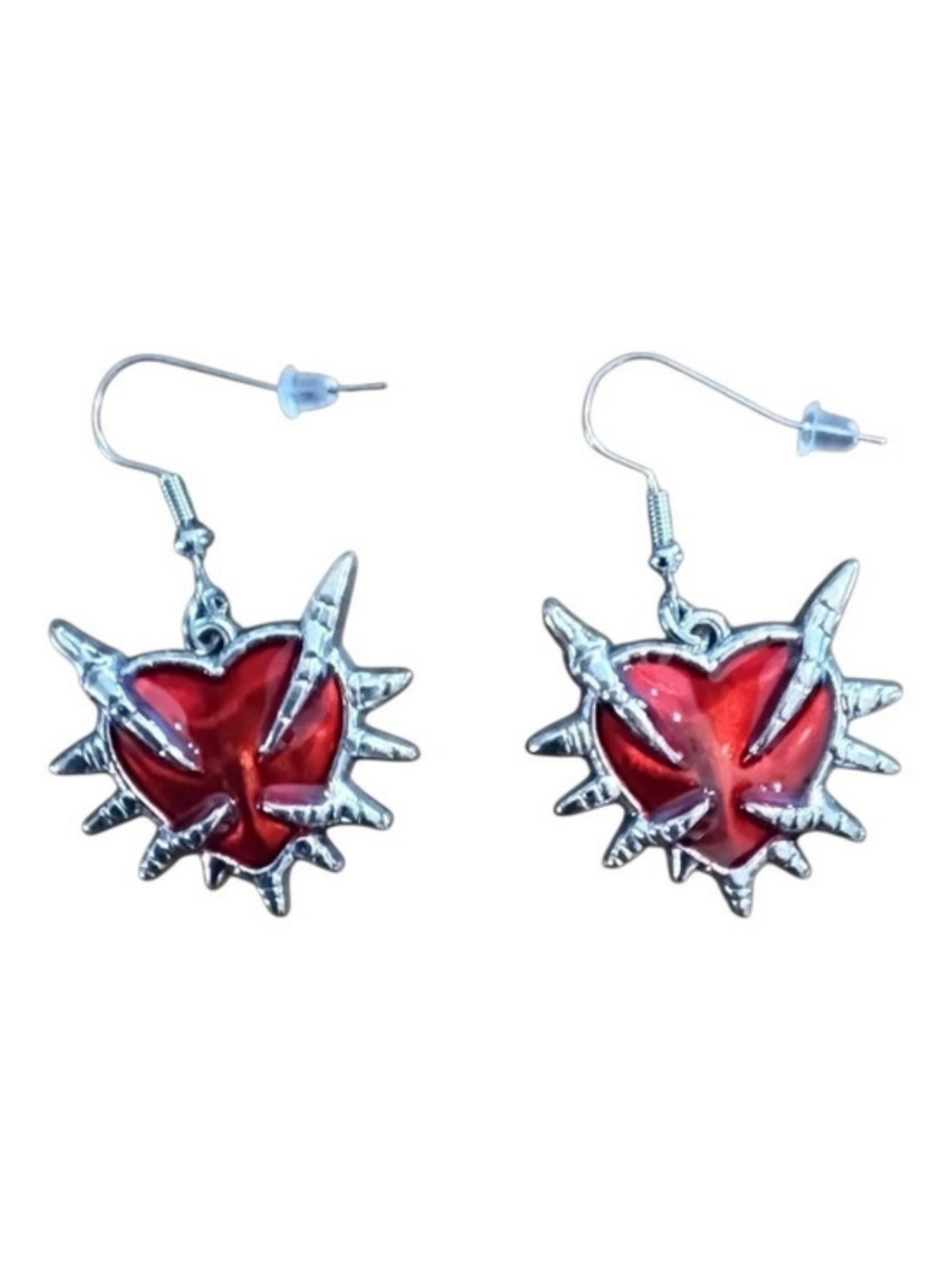 Red Heart Spike Earrings NWT